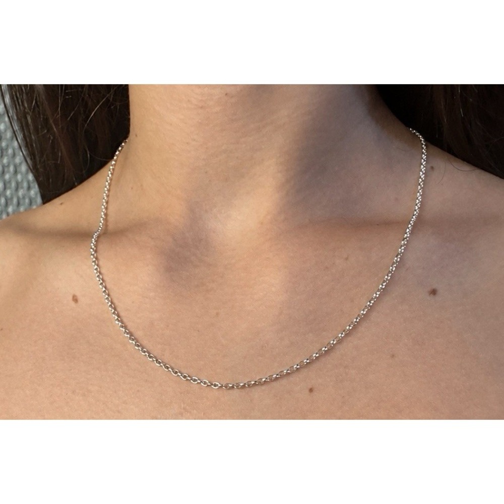 Italian Sterling Silver 925 Rolo Chain Necklace 20" Italy New With Tag